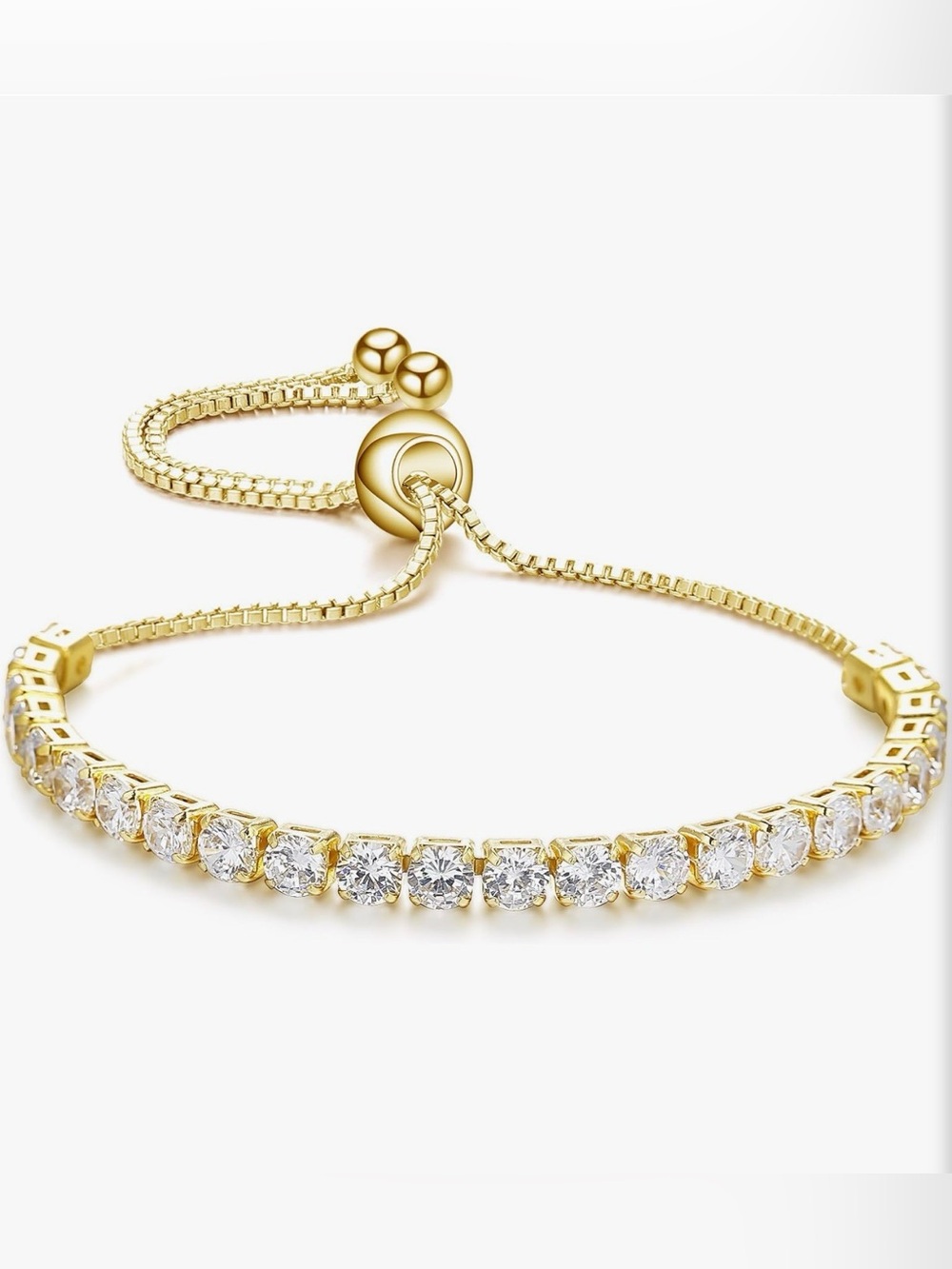 NEW 14k Gold Plated Tennis Bracelet with Clear Cubic Zirconia - Women Jewelry